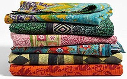 10-Piece Wholesale Lot of Vintage Indian Tribal Kantha Quilts - Handmade Cotton Bed Covers & Throw Blankets from Recycled Sari Fabric - Boho Home Decor, Cozy Living Room Throw, Guest Bedding, Festival Blanket