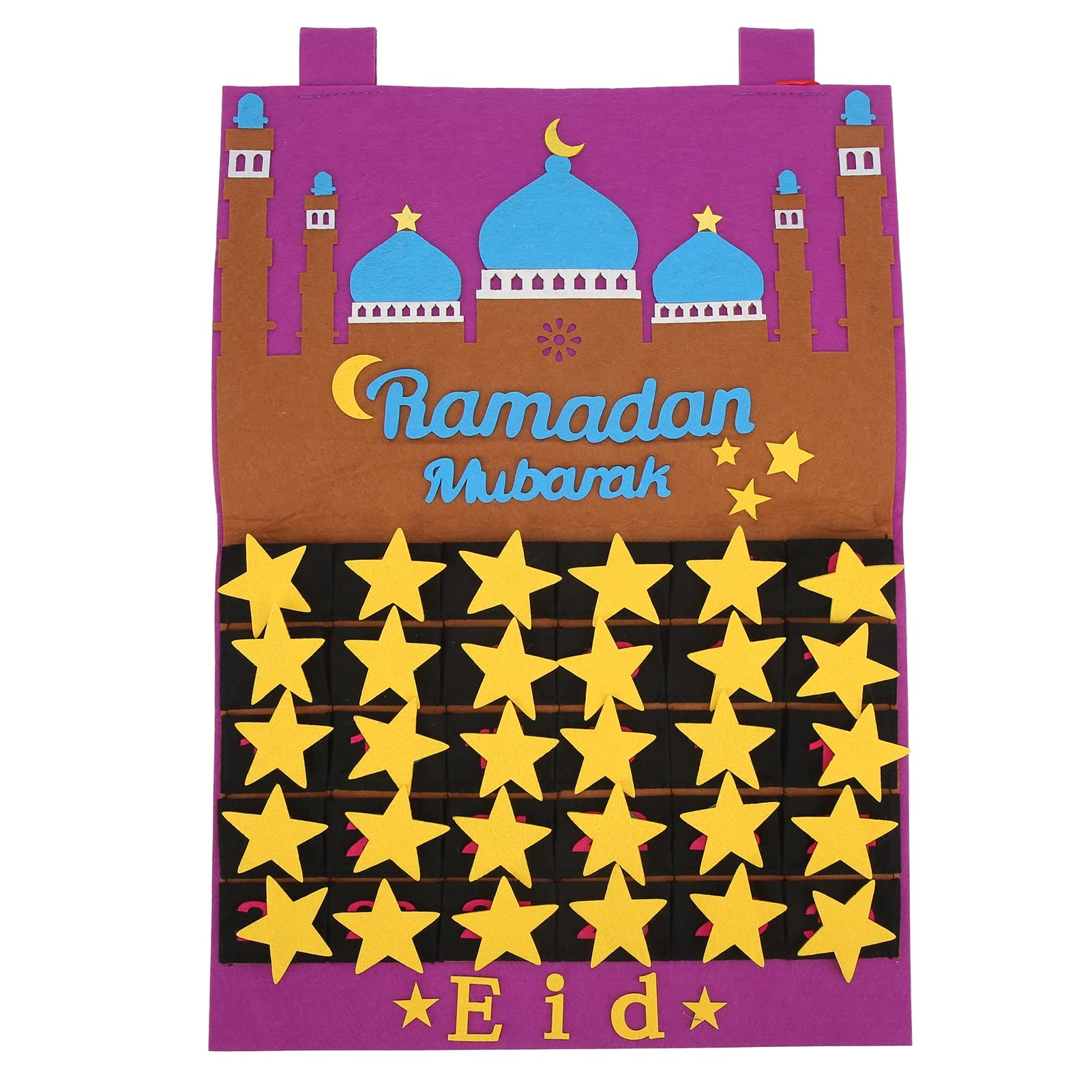 Eid Mubarak Countdown Calendar - Reusable Ramadan Decorations for Kids & Home - Islamic Wall Hanging Advent Poster - Perfect for Ramadan Countdown, Eid Celebrations & Muslim Home Decor