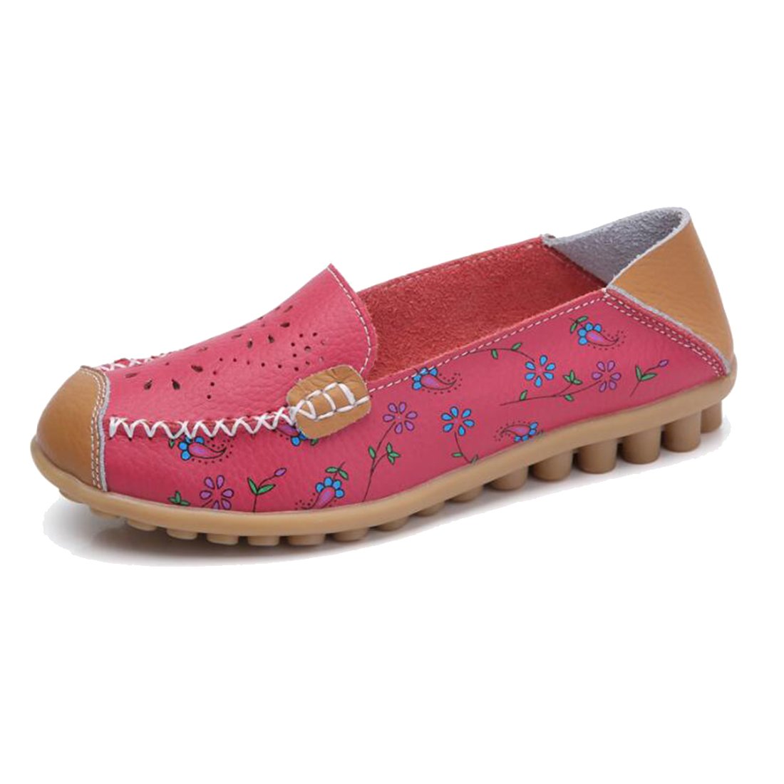 COVOYYAR Women's Floral Cutout Slip-On Loafers - Breathable Round Toe Casual Flats for Walking, Work & Everyday Comfort