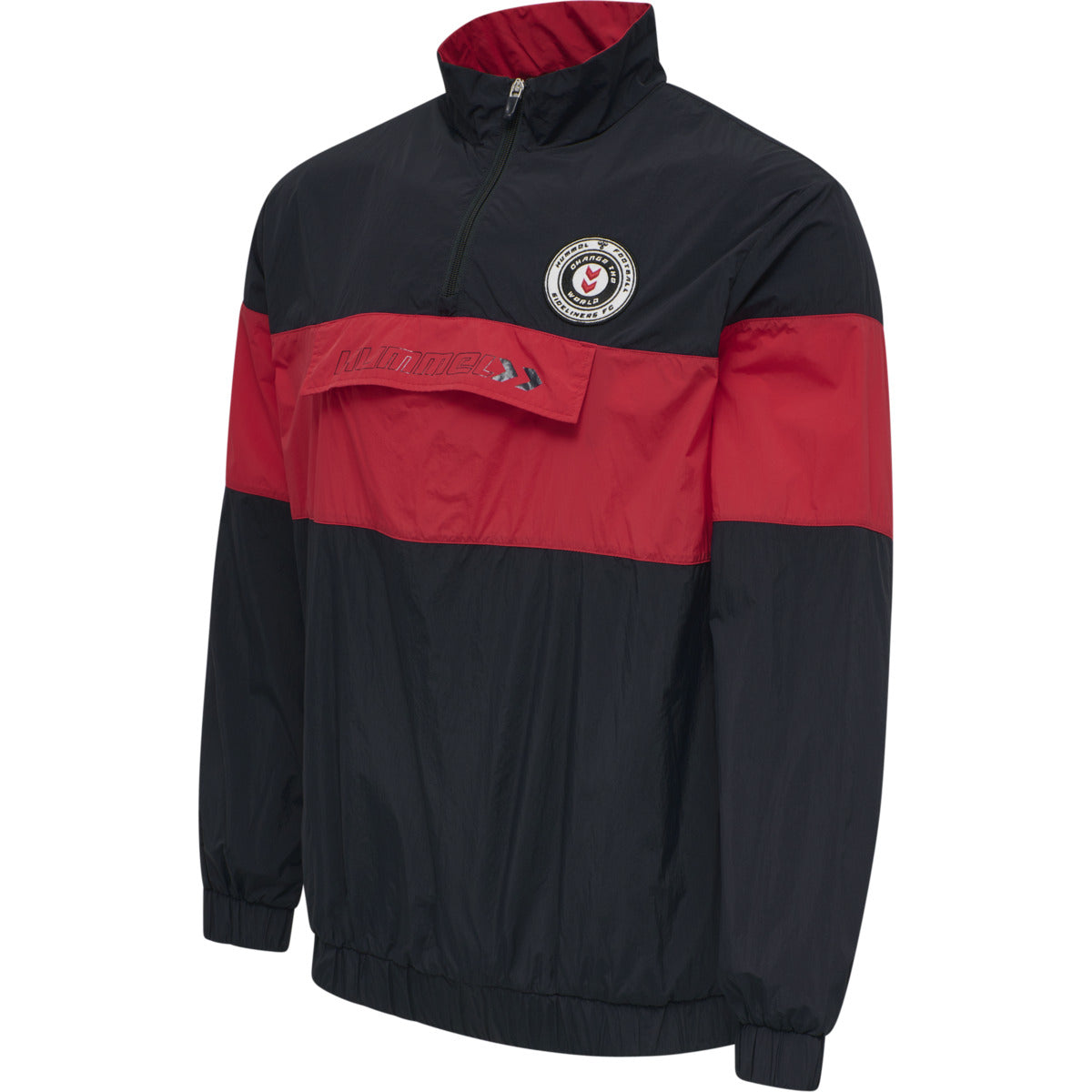 Hummel HMLJORES Half Zip Jacket for Men - Dark Navy/Red Athletic Pullover - Perfect for Running, Gym & Casual Wear