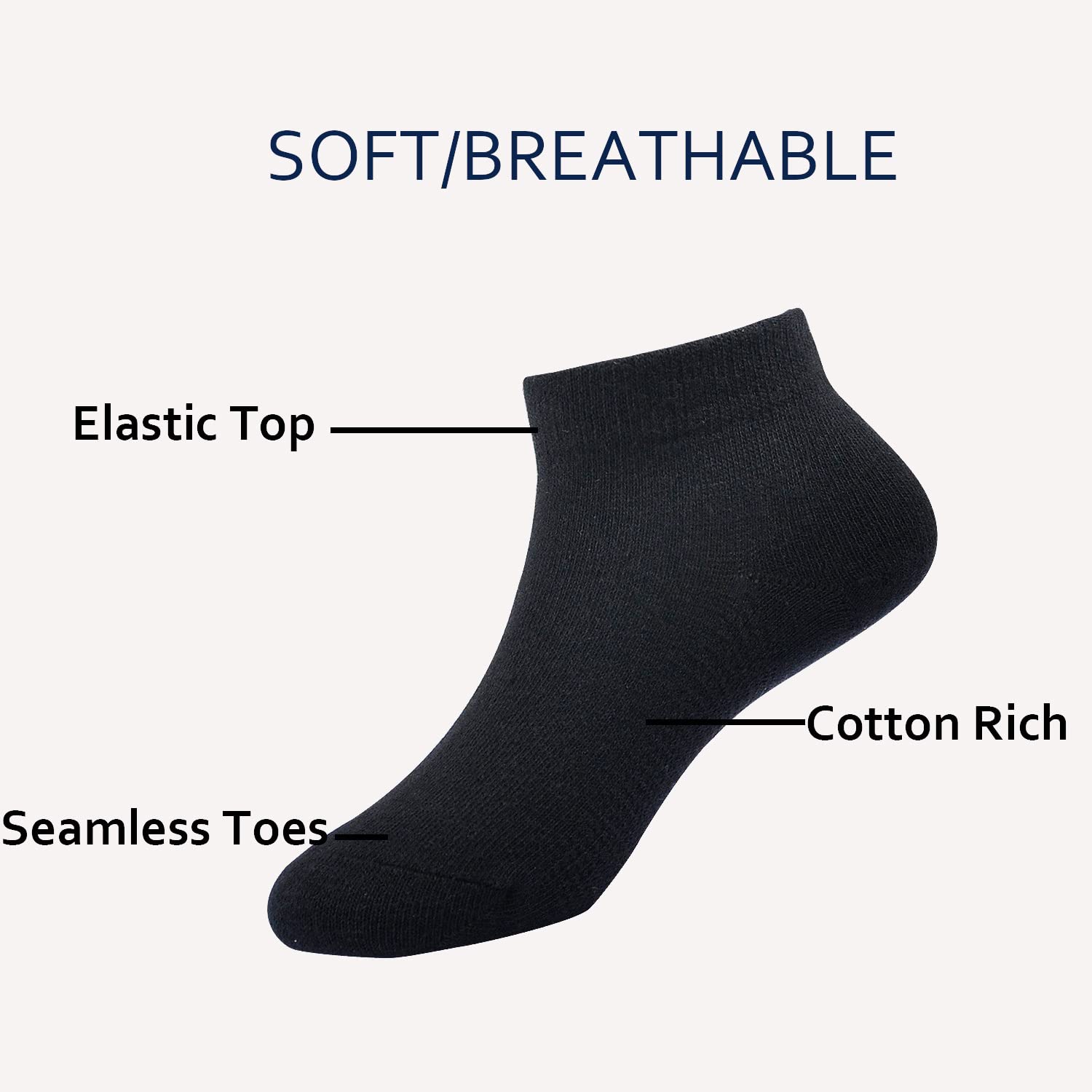 EPEIUS Kids Ankle Socks 6 Pack - Seamless No Show Socks for Girls & Boys, Breathable Cotton Athletic Socks for School, Sports & Everyday Wear