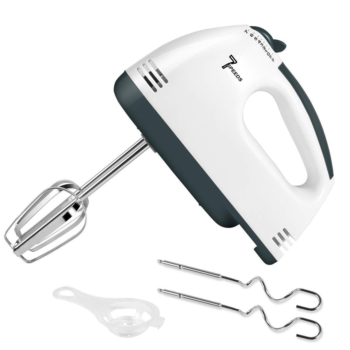 7-Speed Electric Hand Mixer with Dough Hooks & Beaters - Powerful Lightweight Handheld Mixer for Baking Cookies, Cakes, Dough, Cream & Eggs | Perfect for Home Kitchen, Professional Bakeries & Holiday Cooking