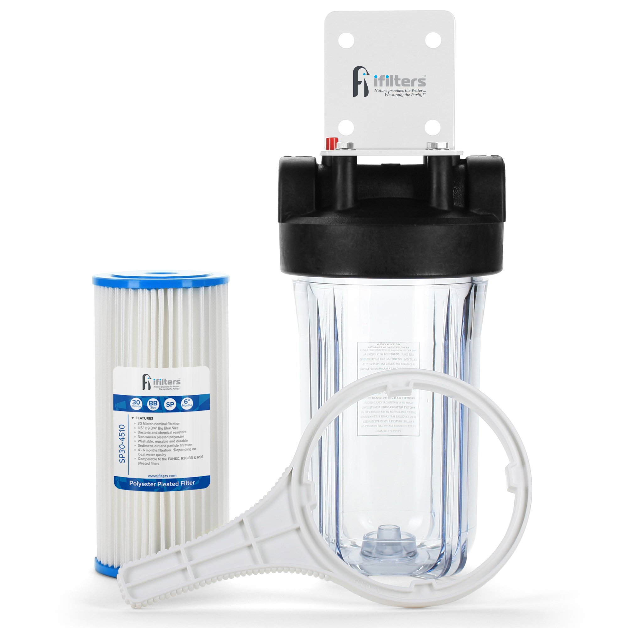 Whole House Well Water Filtration System with Washable Pleated Filter - 1