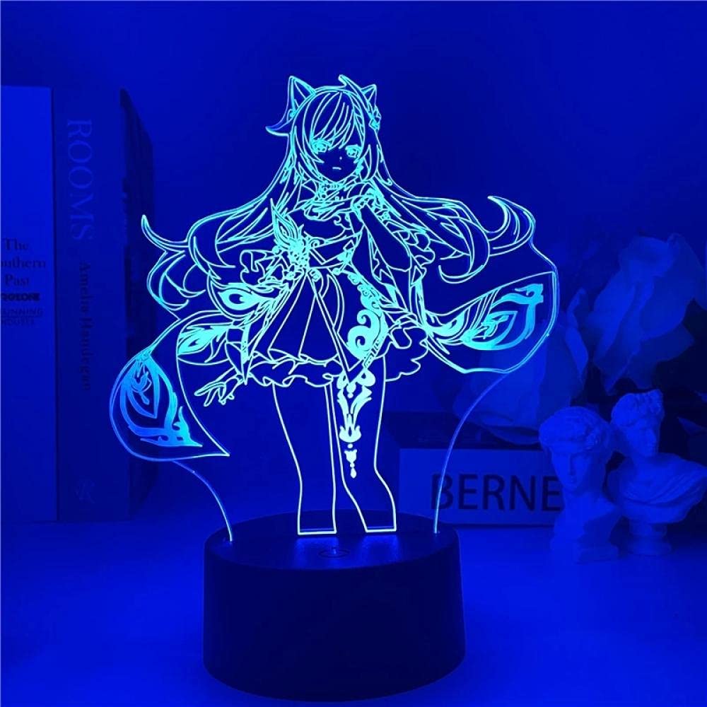 Genshin Impact Keqing 3D LED Night Light - 16 Color Changing Anime Lamp with Remote Control, Perfect for Kids Bedroom Decor & Gaming Room Ambience