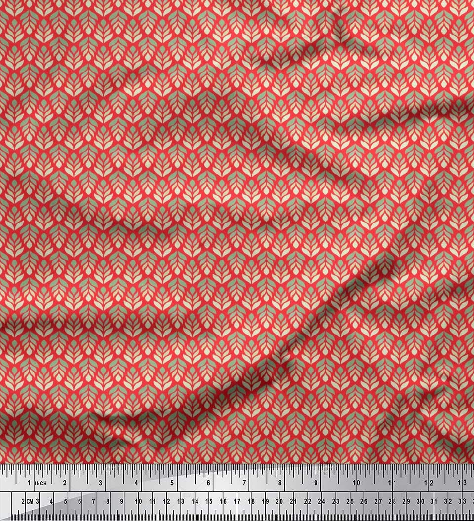 Soimoi Moss Georgette Brown Fabric by The Yard - 42 Inch Wide Printed Fabric with Small Leaves Design - Nature-Inspired Fabric for Dresses, Curtains & DIY Crafts