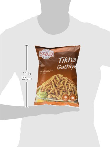 Swad Ganthia Thikha Spicy Snacks - 10oz Pack | Authentic Indian Crispy Gram Flour Treats | Perfect for Parties, Movie Nights & On-the-Go Snacking