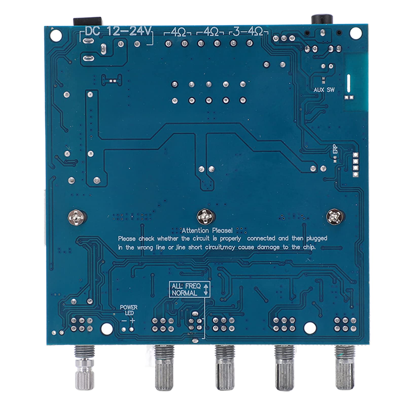 High Power Digital Amplifier Board - 3 Channel HiFi Subwoofer Audio Amplifier 12-24V for Home Theater & Car Audio Systems