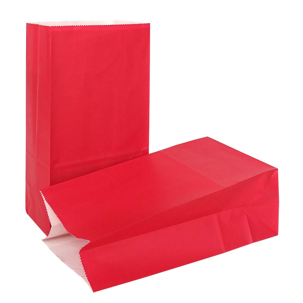 KEYYOOMY Mini Red Paper Party Favor Bags - 3.5x2.4x7.1 Inch Small Gift Bags (24 Count) for Birthday Favors, Wedding Treats & Lunch Snacks