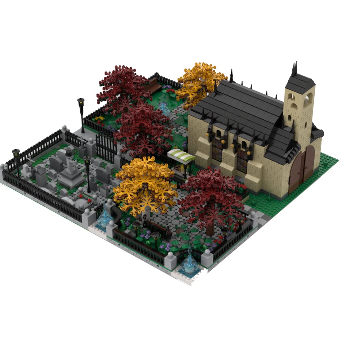 PHYNEDI Modular Church Graveyard Sand Table Bricks Model - 5,731-Piece MOC DIY Architecture Building Set Compatible with Lego | MOC-36498 | Licensed by Gabizon | Perfect for Architecture Enthusiasts, Lego Collectors & Creative Display Scenes
