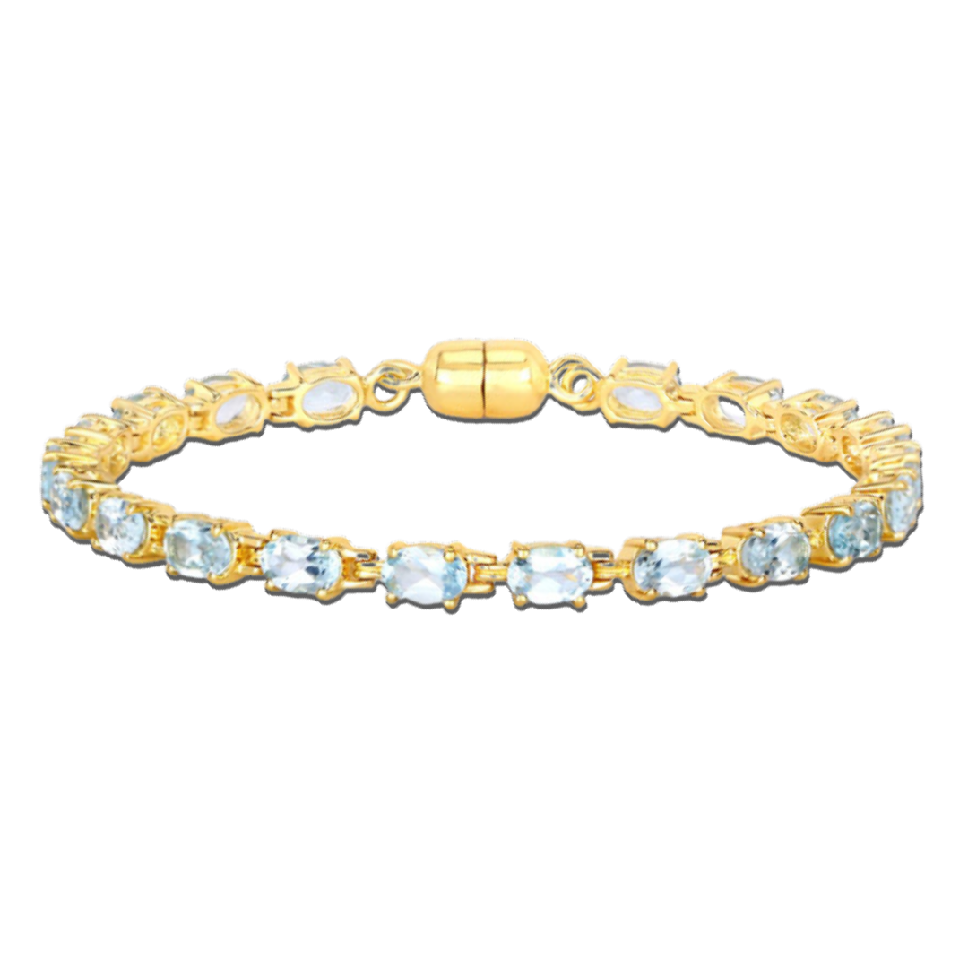 Natural Blue Topaz Tennis Bracelet for Women | Elegant Sterling Silver Jewelry | Perfect for Weddings, Parties & Everyday Wear