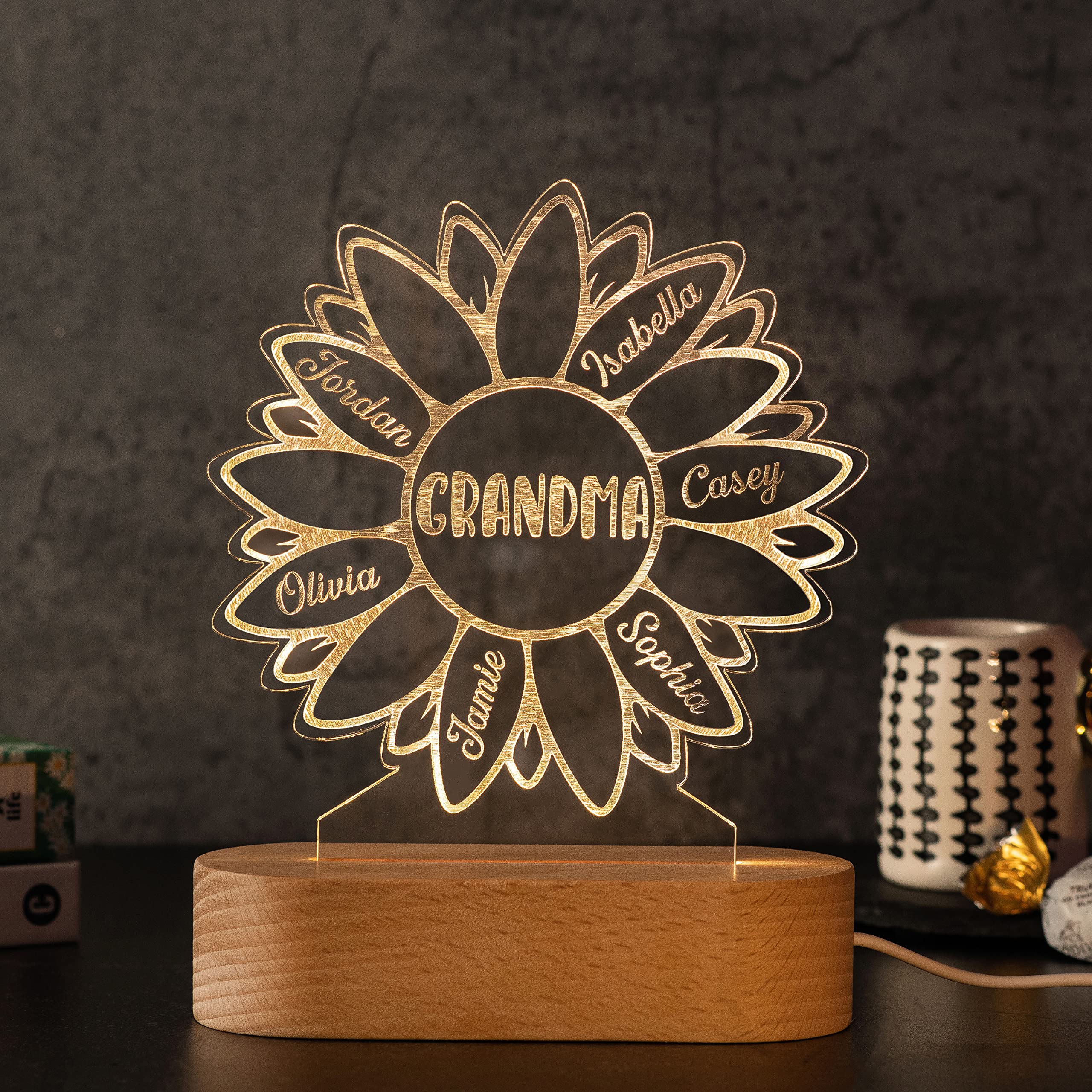 Sunflower Gifts for Grandma - Personalized Mother's Day & Birthday Presents for Mimi, Nana & Mom - 50th, 60th, 70th, 80th Birthday Gift Ideas - Perfect for Home Decor, Special Occasions & Heartwarming Surprises