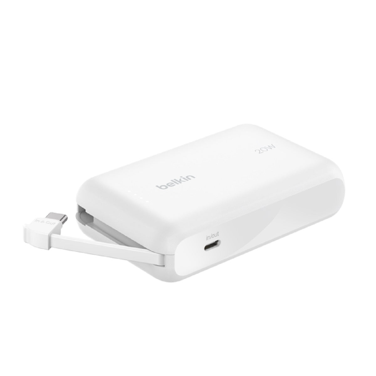 Belkin BoostCharge 10000mAh Portable Charger with Built-in Cable - Fast Charging Power Bank for iPhone, Samsung, Android Phones | Perfect for Travel, Camping & Emergency Backup