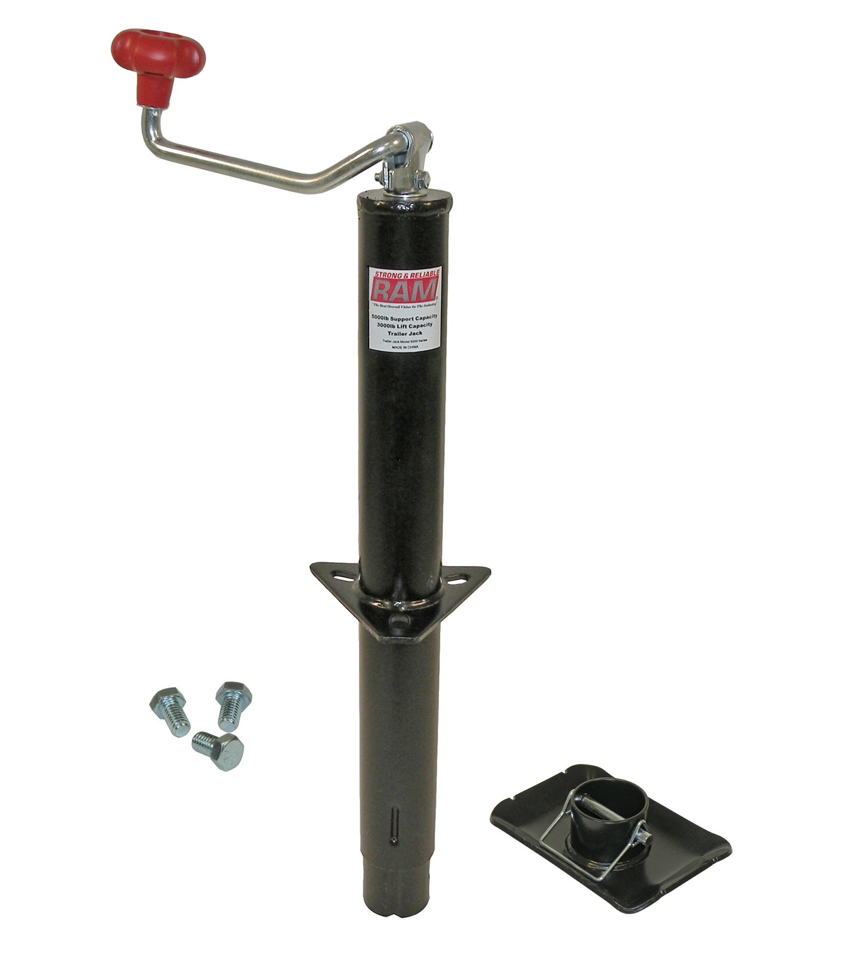 RAM A-Frame Trailer Jack with Foot and Mounting Hardware - Heavy Duty Stabilizer for RV, Boat, and Utility Trailers