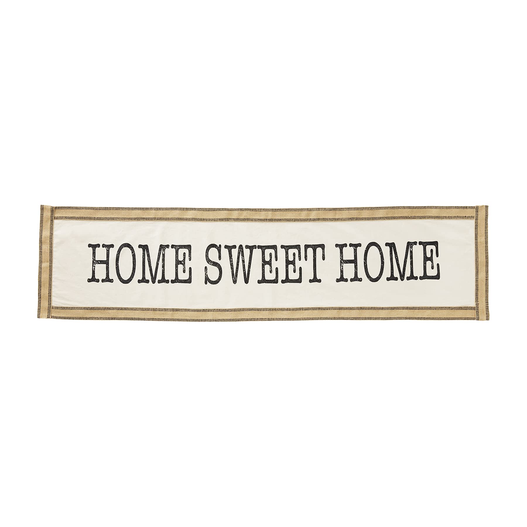 Mud Pie Home Sweet Home Cream Table Runner 18x72 Inches - Perfect for Farmhouse Dining Tables, Holiday Decor, and Rustic Weddings