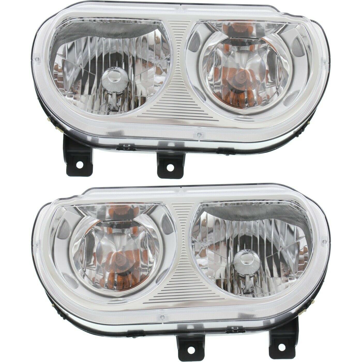 HOMU Halogen Headlight Set - Left & Right Compatible with 12730107, 5028776AA, 5028777AA, CH2518137, CH2519137 | Durable Replacement for Improved Night Driving Visibility