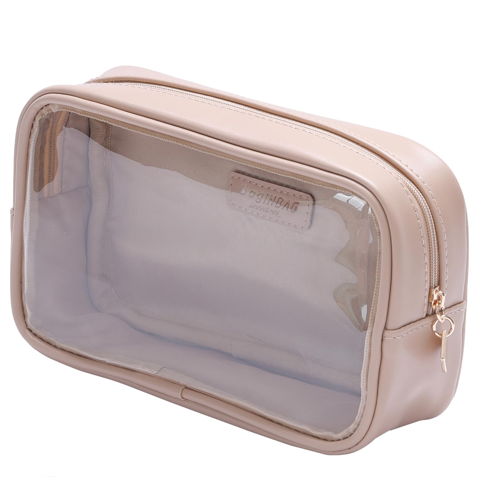 Clear Small Makeup Bag for Women - Travel Cosmetic Organizer with Zipper - Perfect for Purse, Toiletries & Accessories Storage (White) | Ideal for Travel, Gym & Daily Essentials Organization