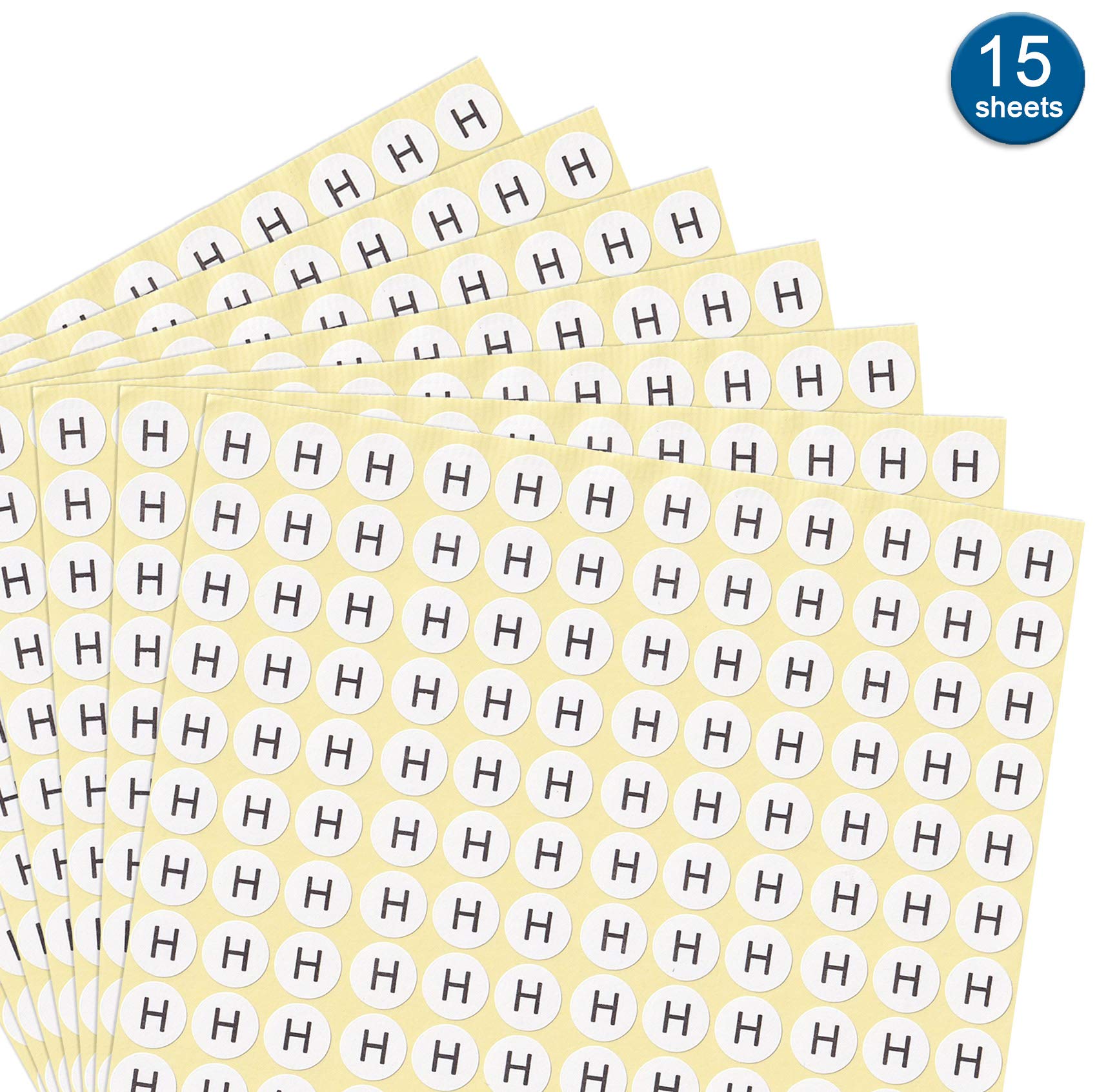 DealzEpic - Alphabet Stickers Letter H - 15 Sheets Small Round Self-Adhesive Paper Labels for Scrapbooking, DIY Crafts & Organizing