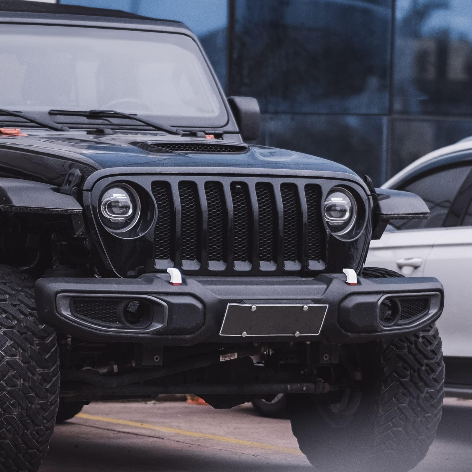 Jeep Wrangler JK JL Gladiator TJ Bumper Tow Hook Covers - White Protective Accessories (2Pcs) - Fits 2007-2022 Models - Perfect for Off-Roading & Car Customization