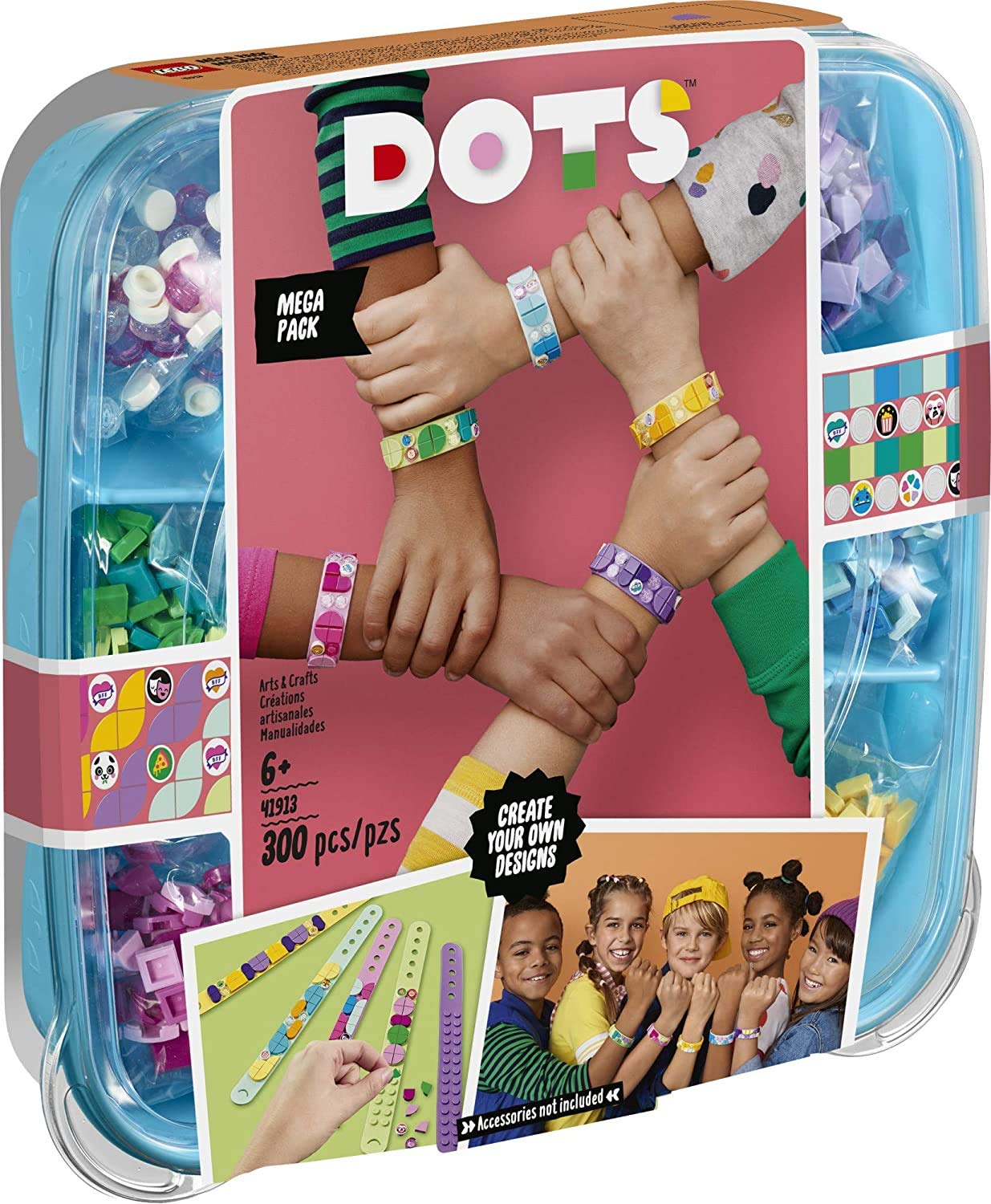 LEGO DOTS Bracelet Mega Pack 41913 - 300 Piece DIY Creative Craft Bracelet Making Kit for Kids | Custom Friendship Bracelets | Perfect Birthday Gift for Kids Who Love Arts & Crafts | Great for Playdates, Party Favors & Creative Play