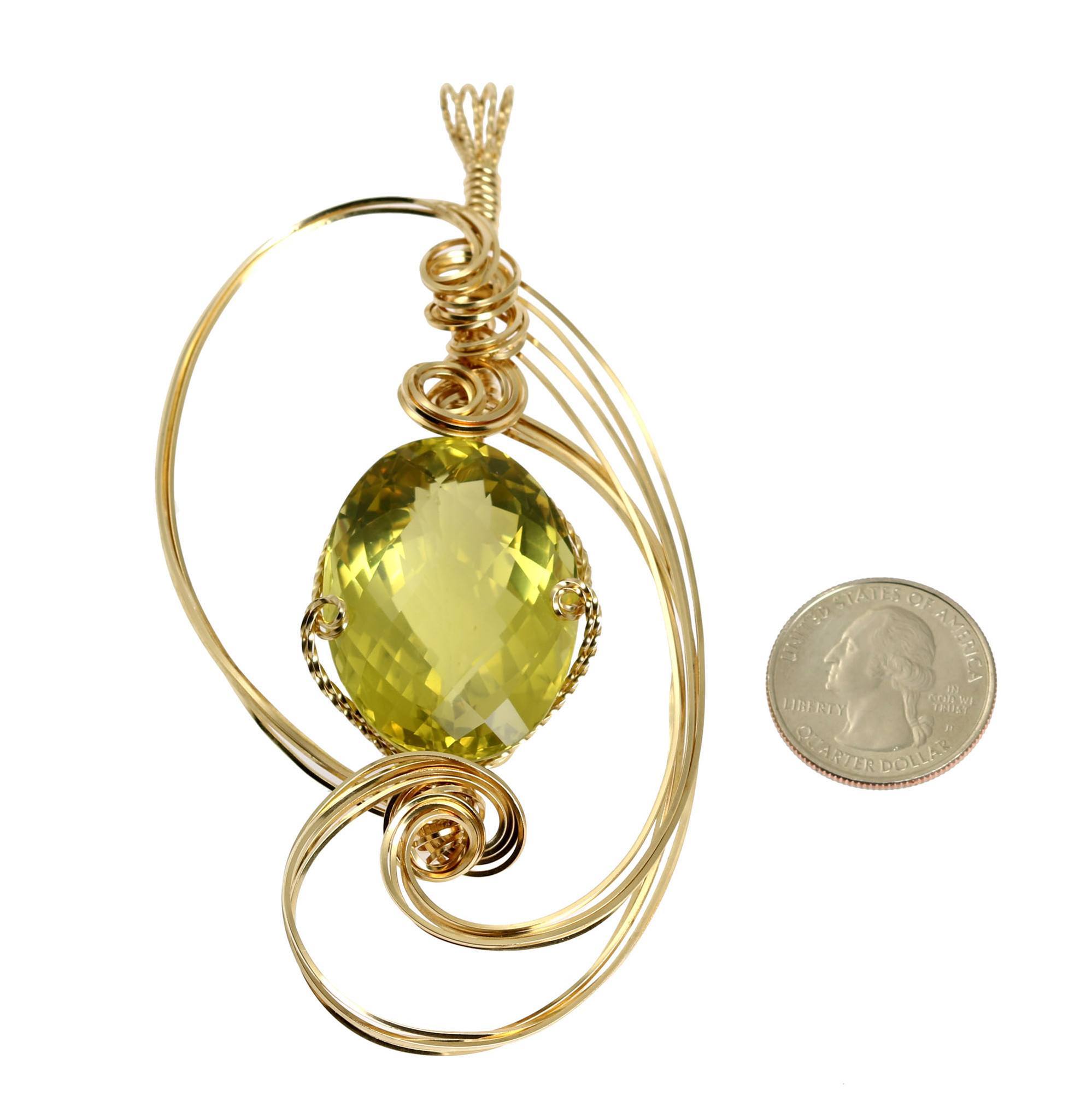 102.5 CT Natural Green Gold Quartz Pendant in 14K Gold Filled - Elegant Jewelry for Women, Perfect for Gifts, Parties & Everyday Wear