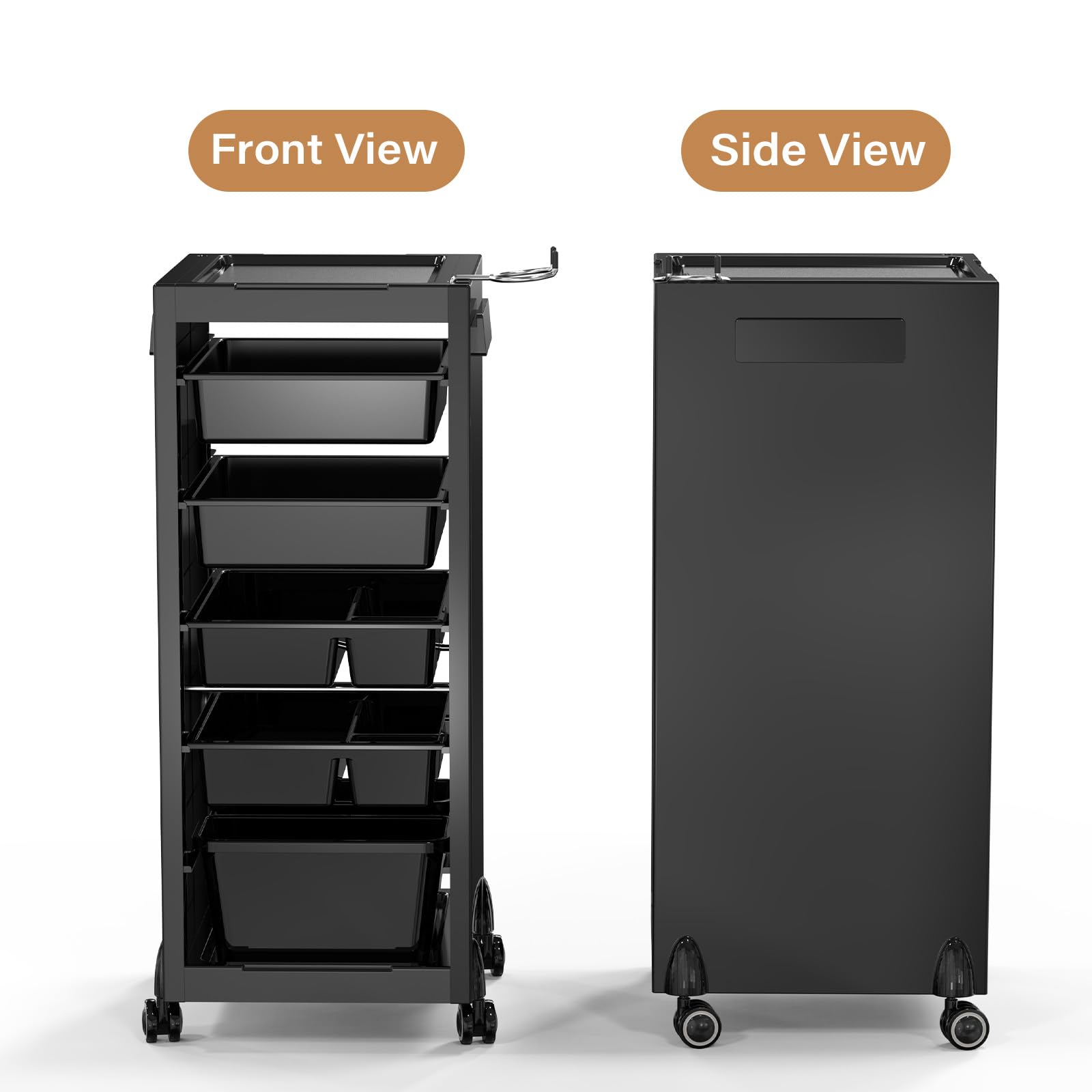 Professional Salon Trolley Cart with 4 Drawers & 2 Baskets - Rolling Hair Stylist Organizer, Mobile Beauty Storage Station with Wheels - Perfect for Salon, Tattoo Parlor, Home Hairdressing & Makeup Organization