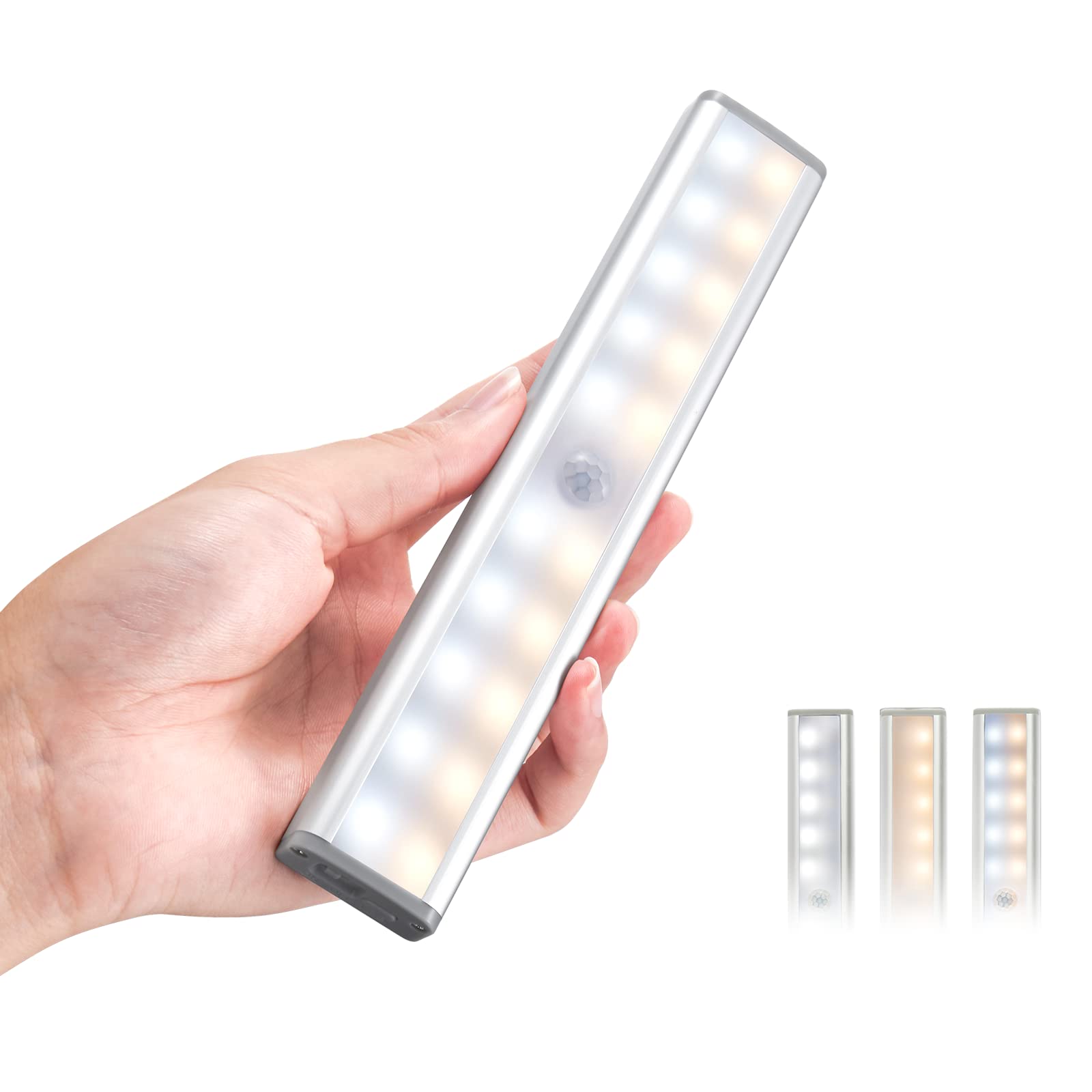 20 LED Motion Sensor Closet Lights - Battery Operated Magnetic Under Cabinet Light Strip, Wireless Stick Up Night Light Bar for Closet, Kitchen, Hallway, Stairs (2 Pack) - Perfect for Dark Spaces, Home Safety & Hands-Free Lighting
