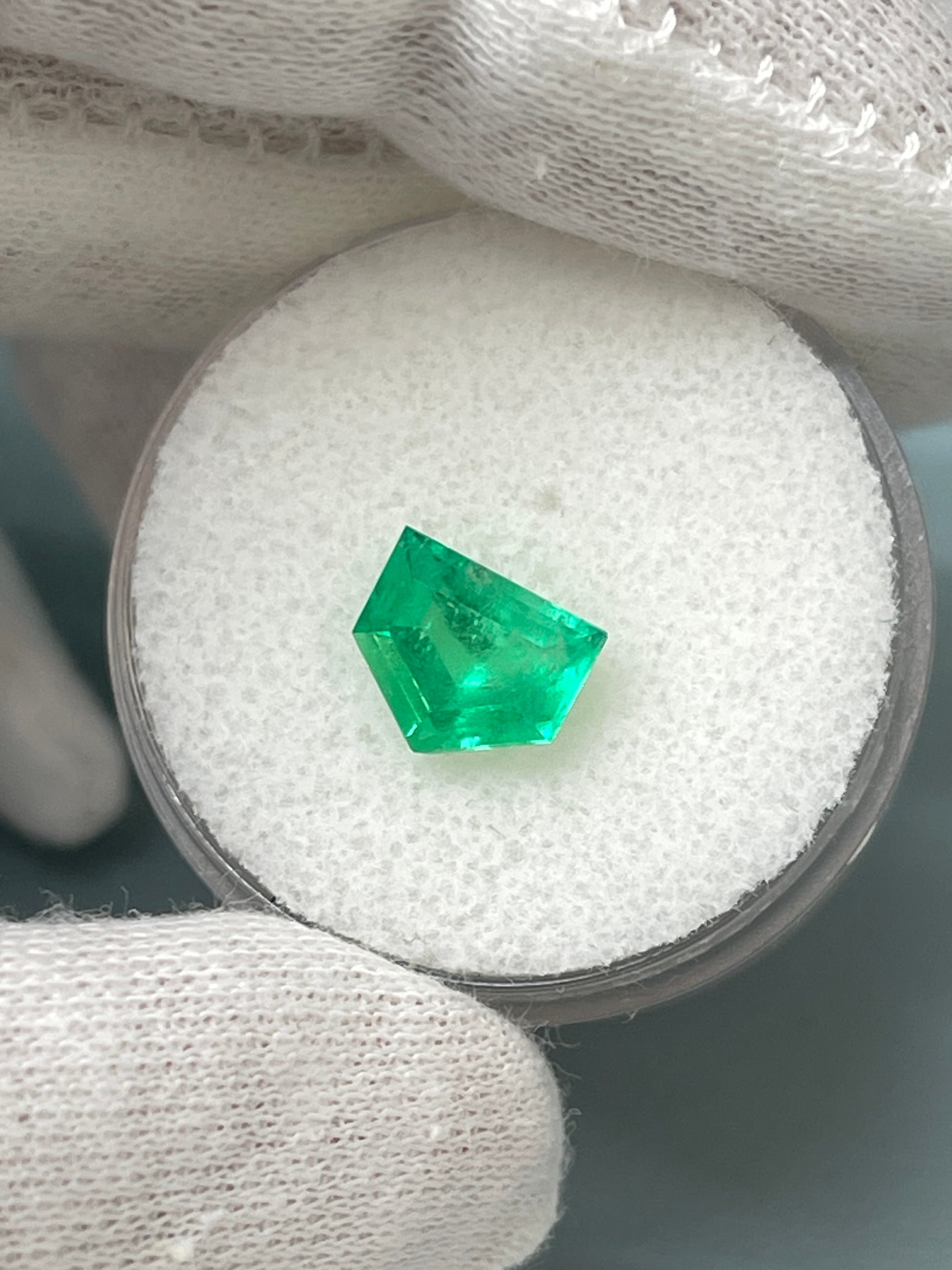 1.51 Carat Fancy Shield Cut Natural Loose Colombian Emerald Gemstone for Jewelry Making - Engagement Rings, Necklaces & Custom Designs