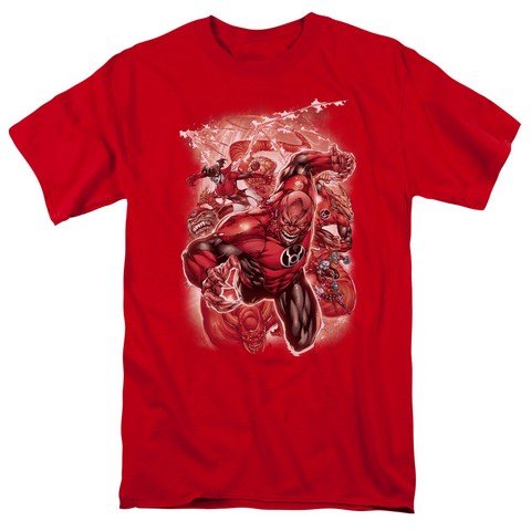 Trevco Green Lantern vs Red Lanterns No.1 Graphic T-Shirt - Adult Short Sleeve Tee (Red, 4XL) - Perfect for Comic Con, Halloween & Superhero Fans