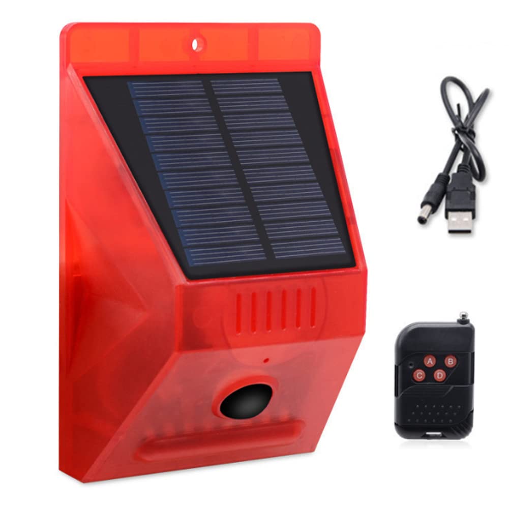 Aolyty Solar-Powered Motion Sensor Alarm Light with Remote Control - IP65 Waterproof, 129dB Security Siren, 4 Lighting Modes for Home Security, Farm Protection, Yard Safety, and Outdoor Property Defense