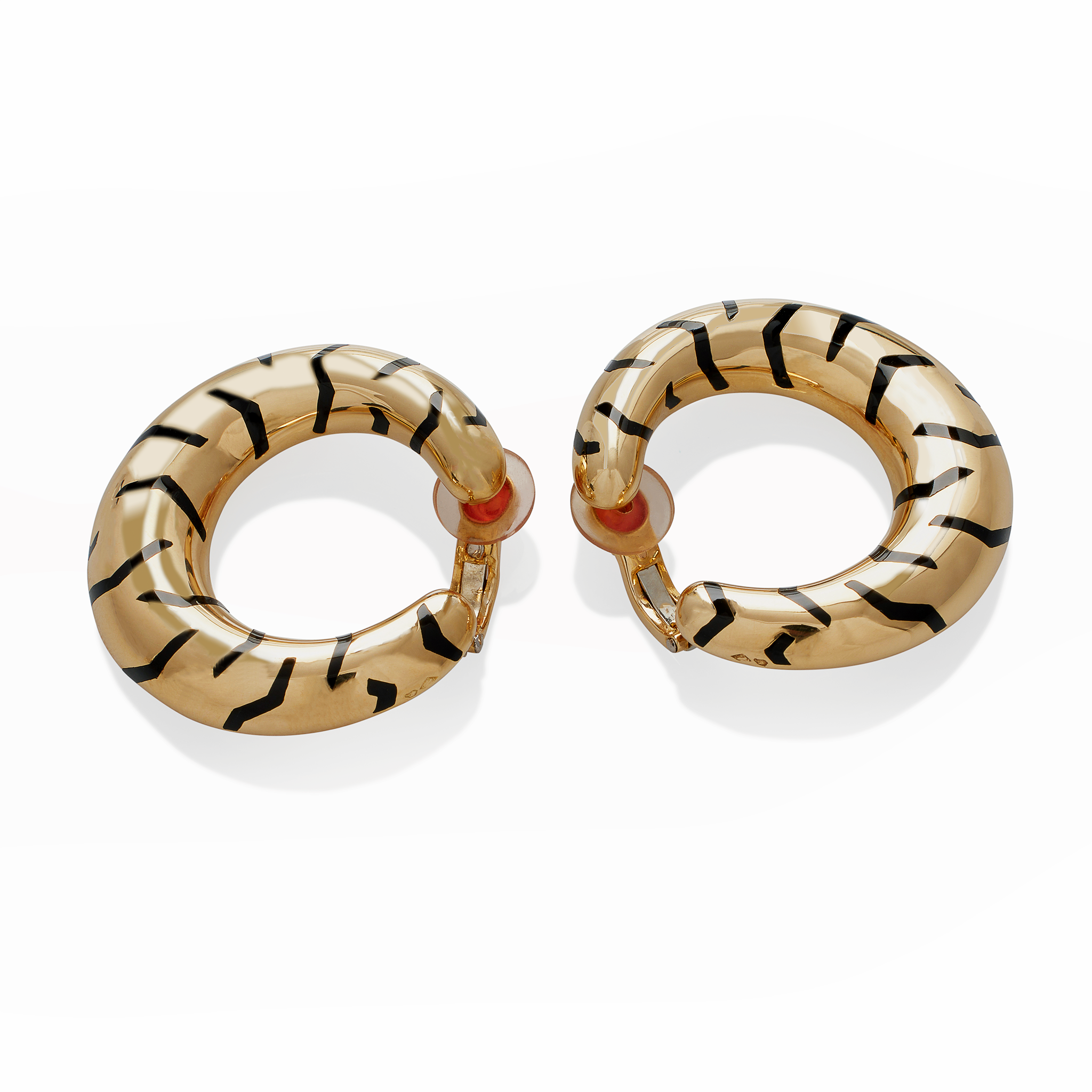Cartier Paris Tiger Stripe Hoop Earrings - 18K Gold Luxury Jewelry for Women | Elegant Statement Earrings for Parties, Weddings & Special Occasions