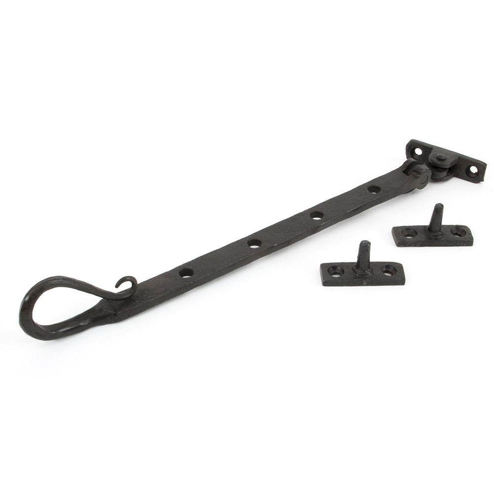 Forged Black Beeswax Shepherd's Crook Casement Stay - Durable Window Hardware for Traditional Homes & Cottage Style Windows