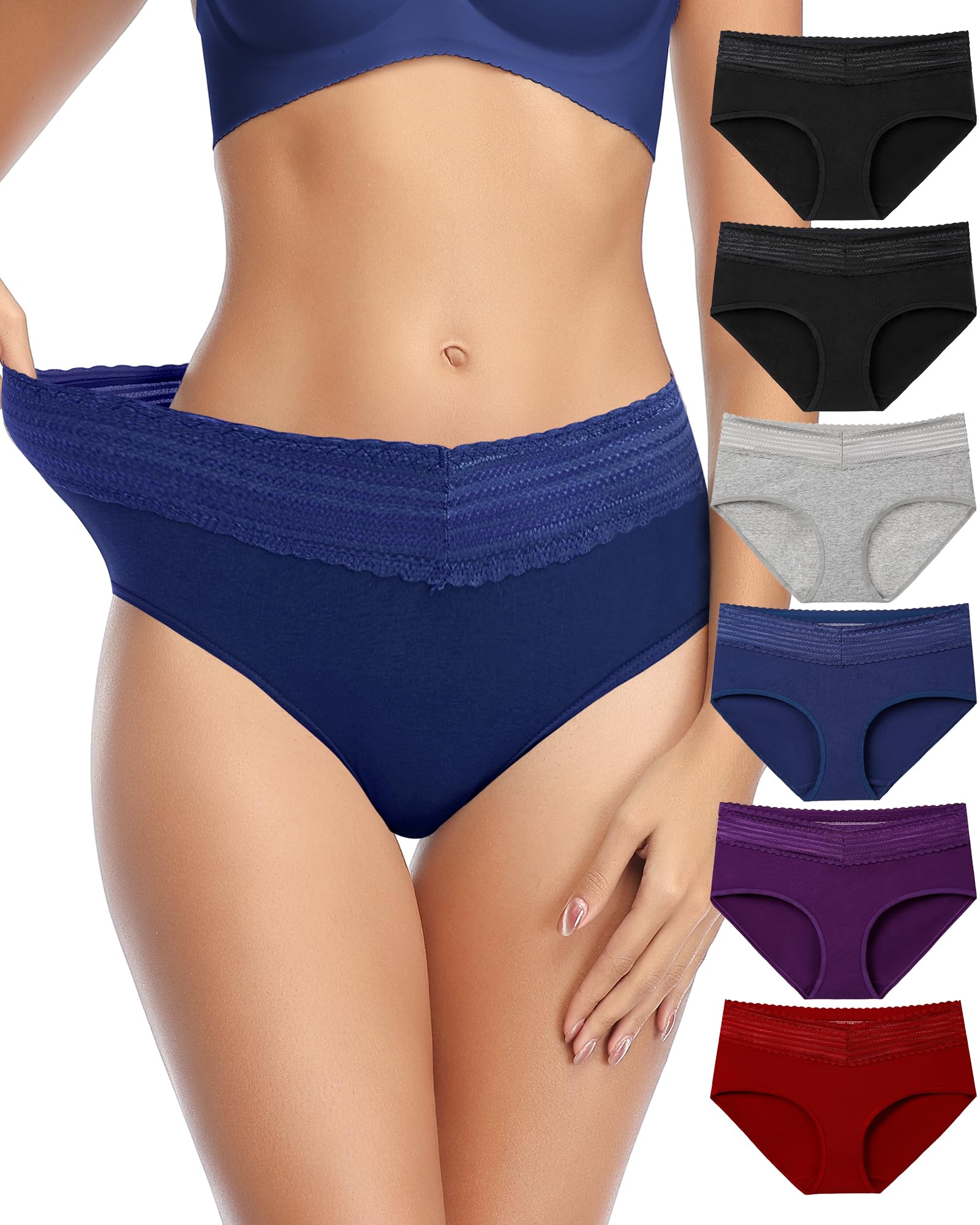 K-CHEONY Women's Cotton Underwear - Soft Lace Bikini Briefs, Comfortable Hipster Panties for Ladies | Perfect for Everyday Wear & Special Occasions