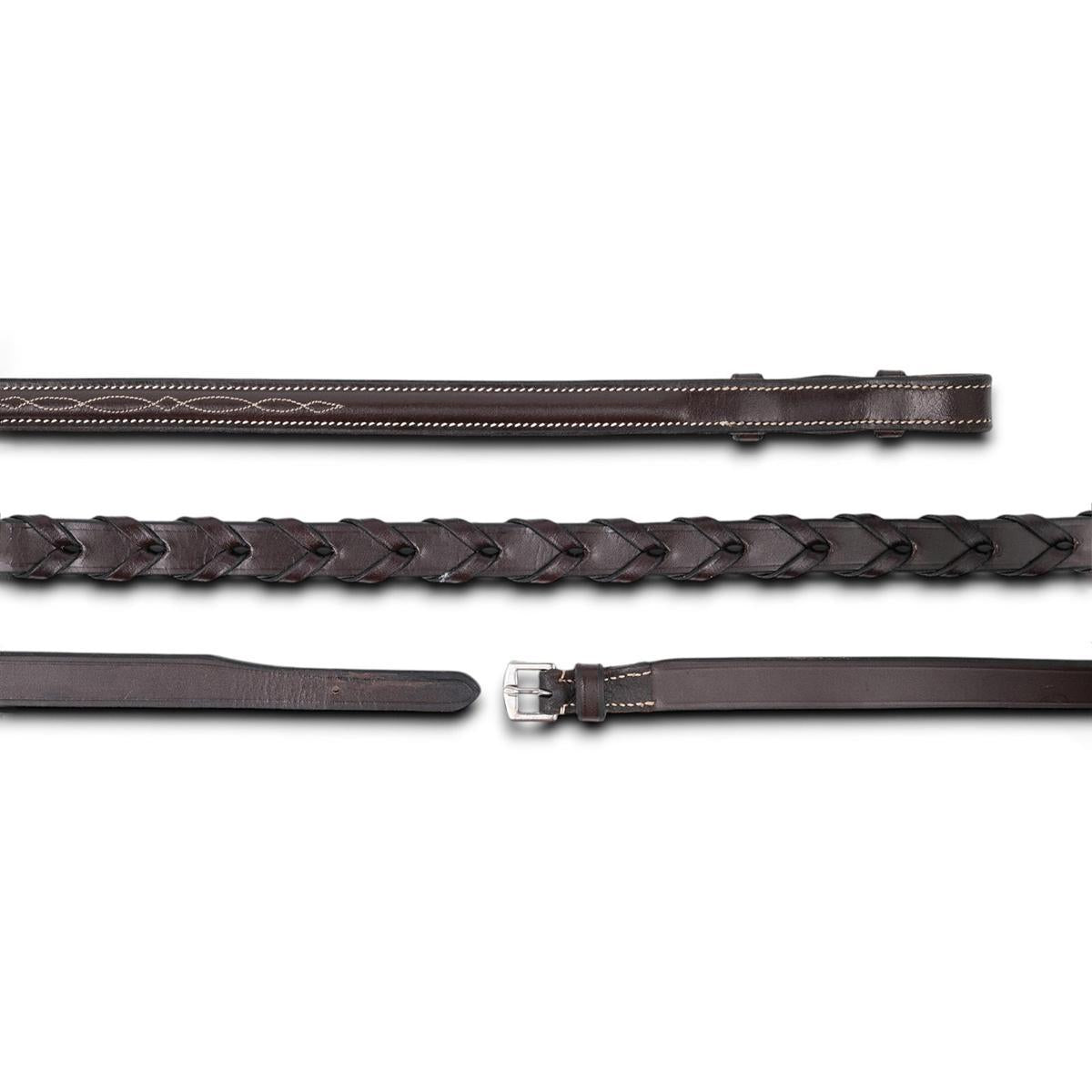 Premium Jake Adams Raised Fancy Stitched Leather Laced Reins for Horses - Western & English Riding, Show & Training Equestrian Gear