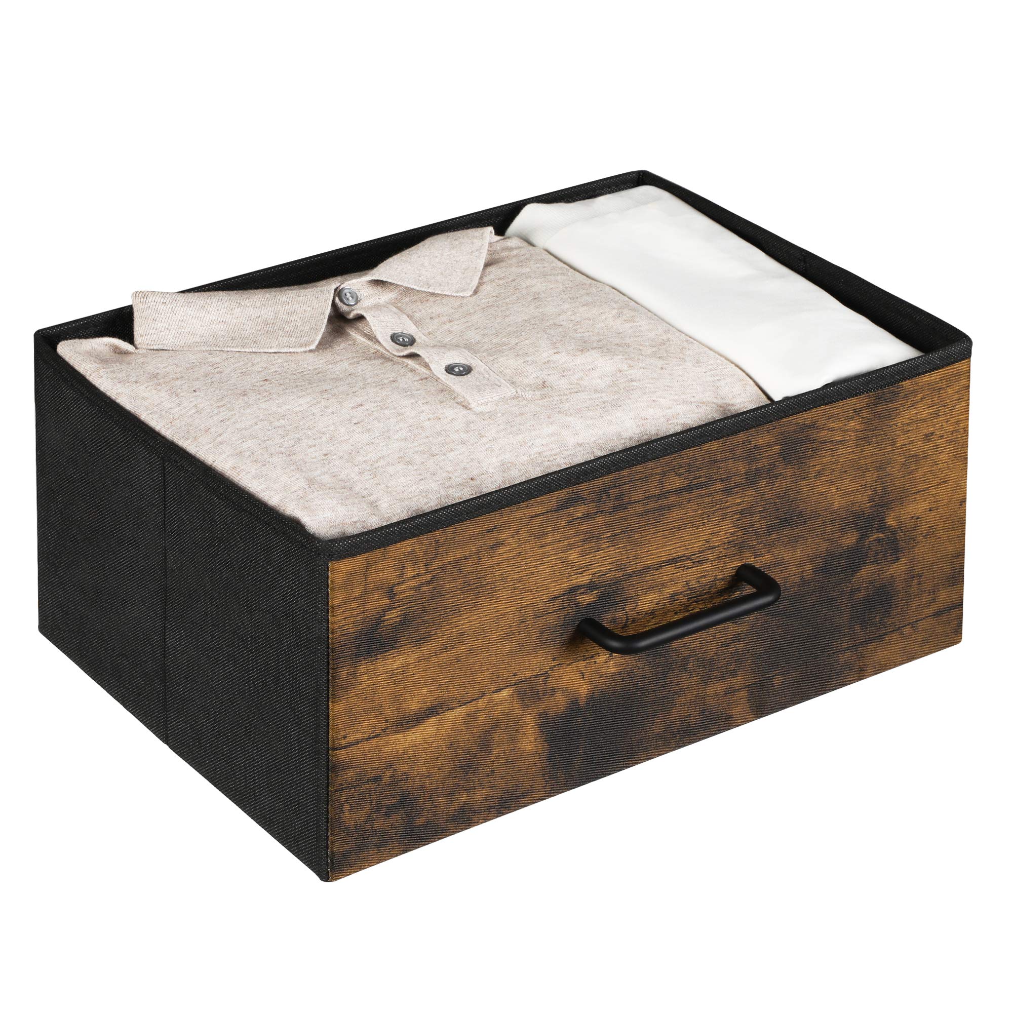 SONGMICS 8-Drawer Fabric Dresser with Metal Frame - Rustic Brown & Black Storage Organizer for Closet, Bedroom, or Nursery | ULTS124B01