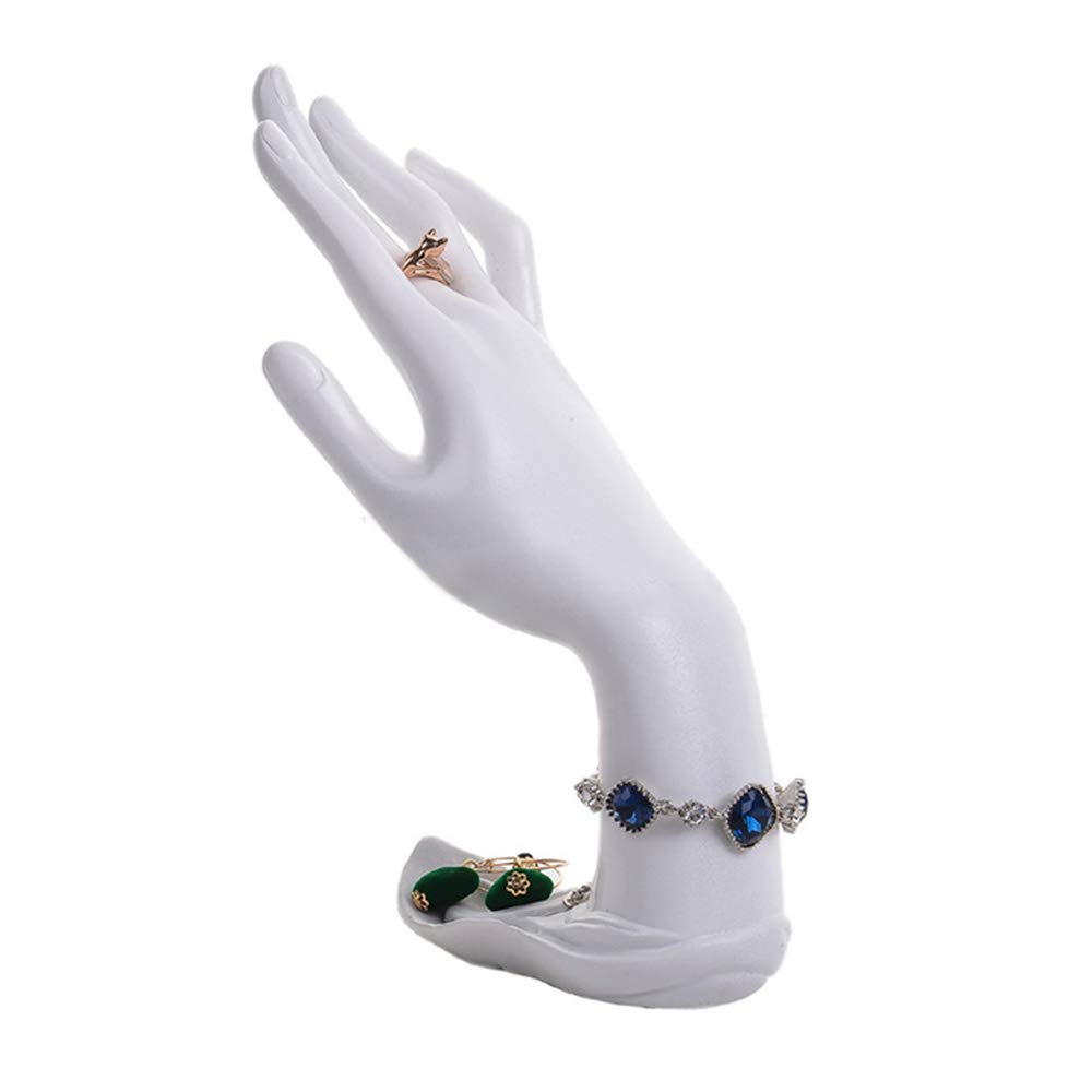 Homeanda White Resin Hand-Shaped Ring Stand - Elegant Bracelet & Jewelry Organizer for Necklaces, Rings & Watches | Perfect for Vanity Display, Boutique Showcase & Gift Wrapping (Style 1-White)