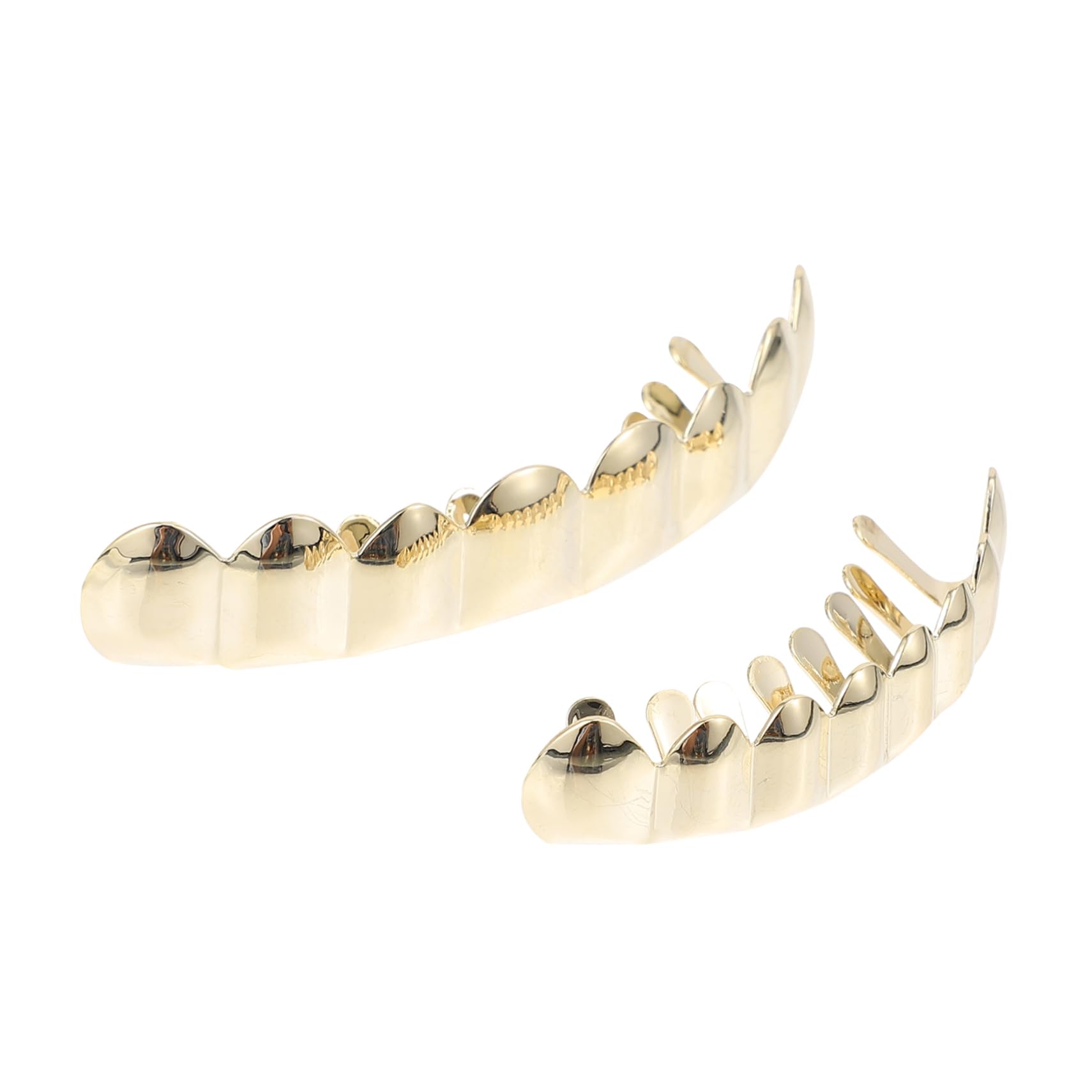 VICASKY 2-Piece Set Gold Copper Cosplay Fangs - Vampire Teeth Costume Accessories for Halloween, Party, Dance & Makeup Tools (Perfect for Cosplay, Themed Parties and Dance Performances)