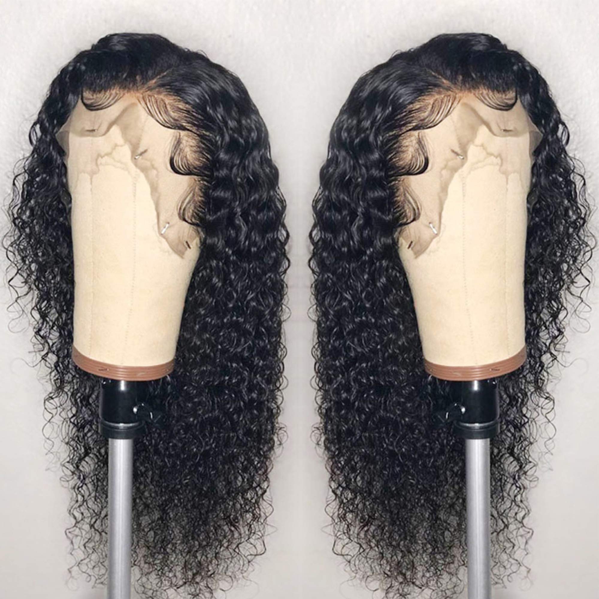 Venice Hair Virgin Human Hair Wigs for Black Women - 18inch Short Curly Full Lace Wig with 13x6 Lace Front, Pre-Plucked Baby Hair & 150% Density - Perfect for Daily Wear, Cosplay & Protective Styling