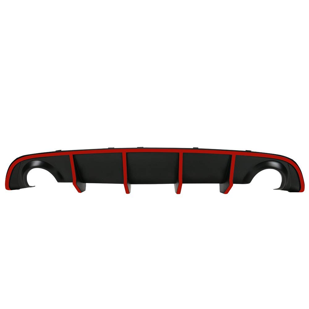 IKON MOTORSPORTS V2 Style Rear Diffuser with Red Reflective Tape - Compatible With 2015-2023 Dodge Charger SRT | Aggressive Styling Upgrade for Street Racing & Car Shows