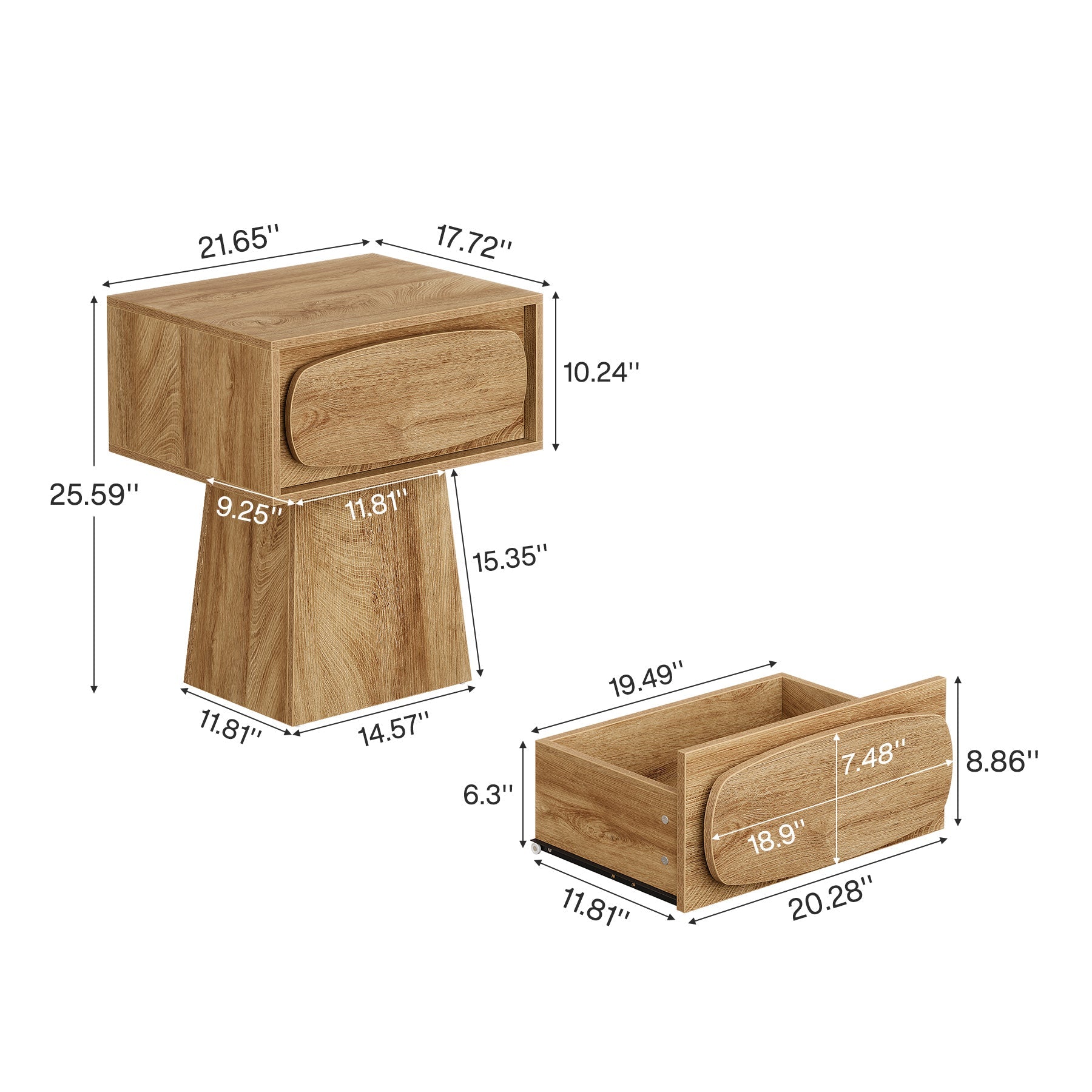 21.6 Inch End Table with Storage Drawer - Small Side Table for Living Room, Bedroom & Office - Modern Nightstand with Shelf & Drawer for Home Decor
