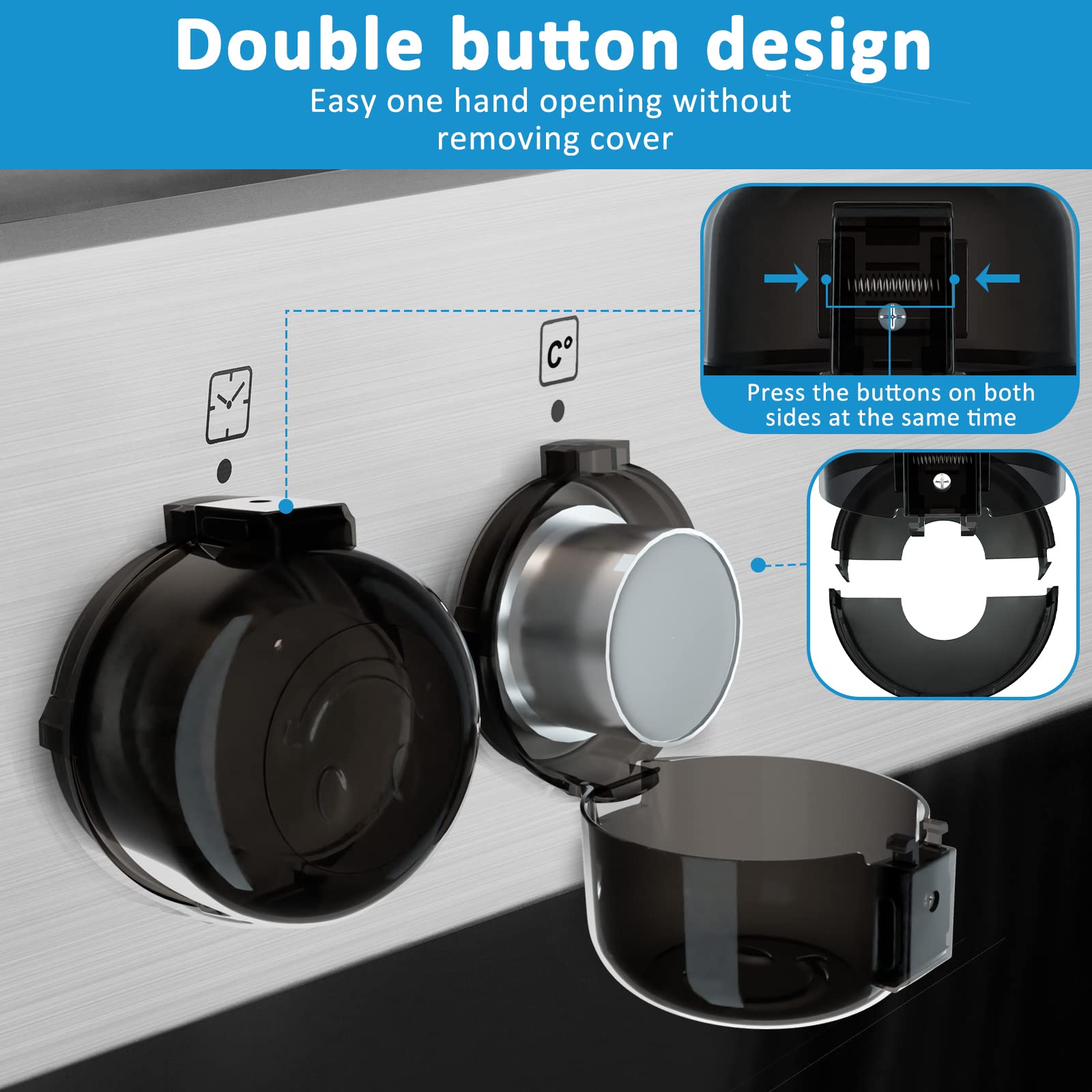 Child Safety Stove Knob Covers - 5 Pack Universal Baby Proofing Gas Oven Knob Protectors with Double-Key Lock Design | Prevent Toddler Burns & Accidents in Kitchen, Daycare or Restaurant