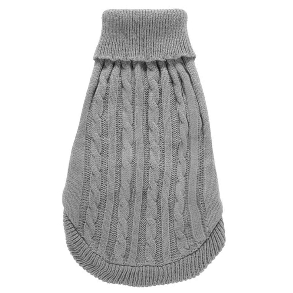 CHBORCHICEN Knitted Dog Sweater - Warm Winter Pet Clothes for Small Dogs & Cats (Grey) - Perfect for Indoor & Outdoor Use