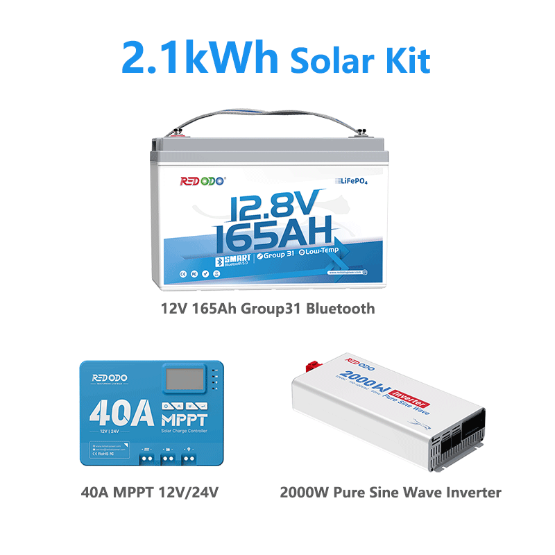 Redodo 12V 165Ah Group 31 Bluetooth Lithium Battery - Deep Cycle for RV, Marine, Solar Power - Perfect for Off-Grid Living & Emergency Backup Power