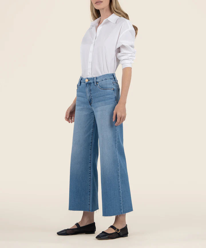 Kut High Rise Mega Wide Leg Jeans for Women - Trendy Stretch Denim Pants, Comfortable & Flattering Fit - Perfect for Casual Outings, Workwear, and Night Out