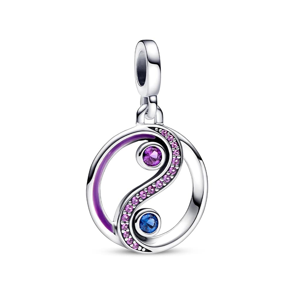 Pandora Balance Yin & Yang Medallion Charm for Bracelets - Sterling Silver Enamel Crystal Jewelry for Women - Thoughtful Gift for Her - Perfect for Yoga, Meditation & Spiritual Healing