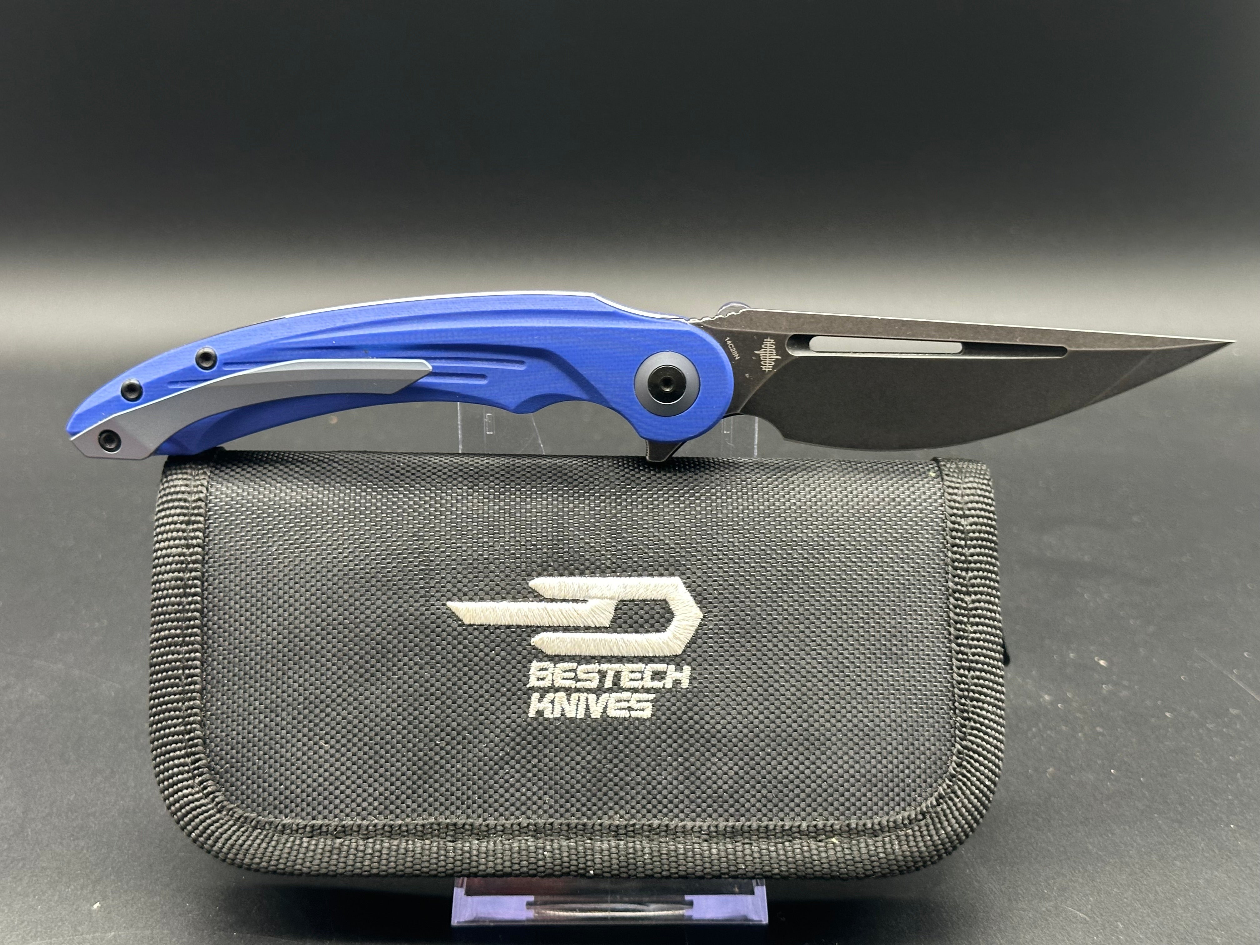 Bestech Irida Liner Lock Folding Knife - Blue G10 Handle, 3.75