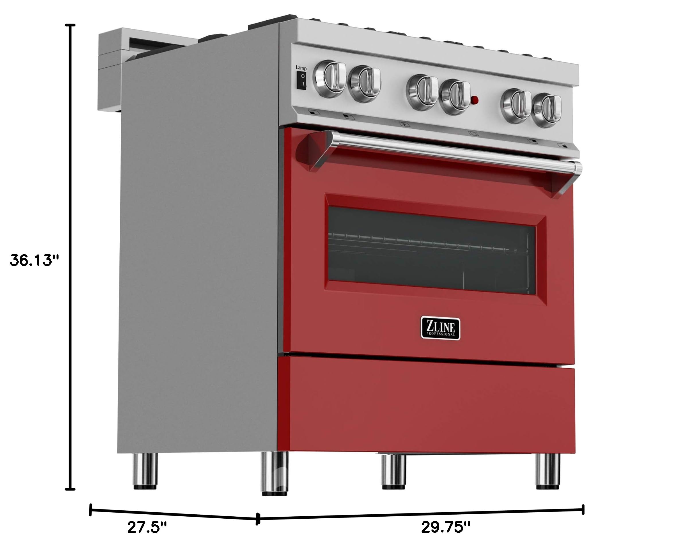ZLINE 30 Inch 4.0 Cu Ft Dual Fuel Range - 4 Burner Gas Cooktop & Electric Convection Oven - DuraSnow Stainless Steel with Red Matte Door (RAS-RM-30) - Perfect for Modern Kitchens & Professional Cooking