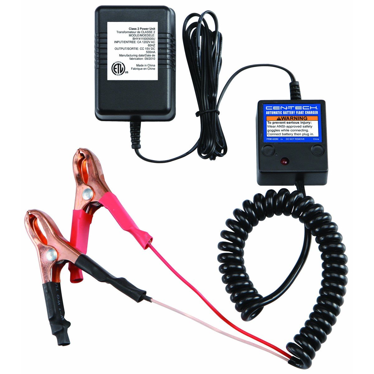 12V Automatic Battery Float Trickle Charger - Smart Maintenance for Cars, Motorcycles & Marine Batteries | Cen-Tech | Ideal for Long-Term Storage & Winter Protection