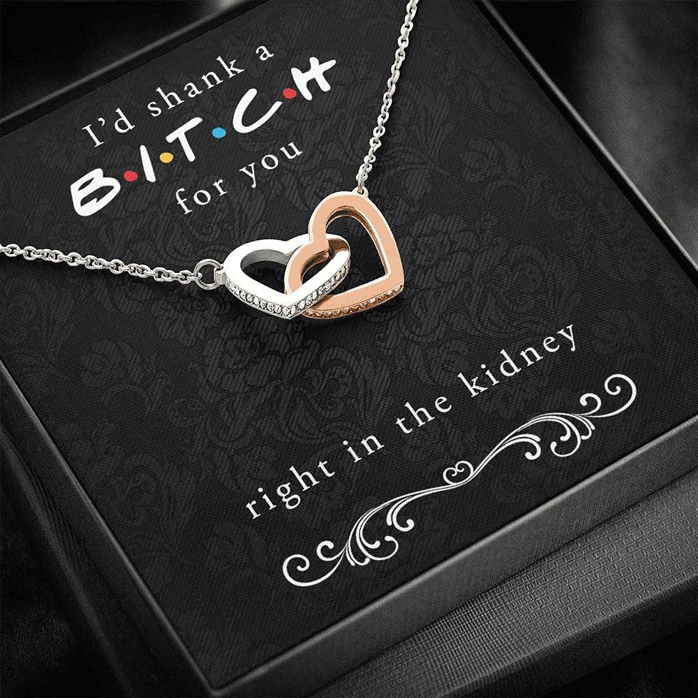 Handmade Message Card Necklace - Funny 'Shank a Bitch' Best Friend Gift for Christmas, Birthday, Sister | Unique Jewelry for Women, Friendship Day & Special Occasions