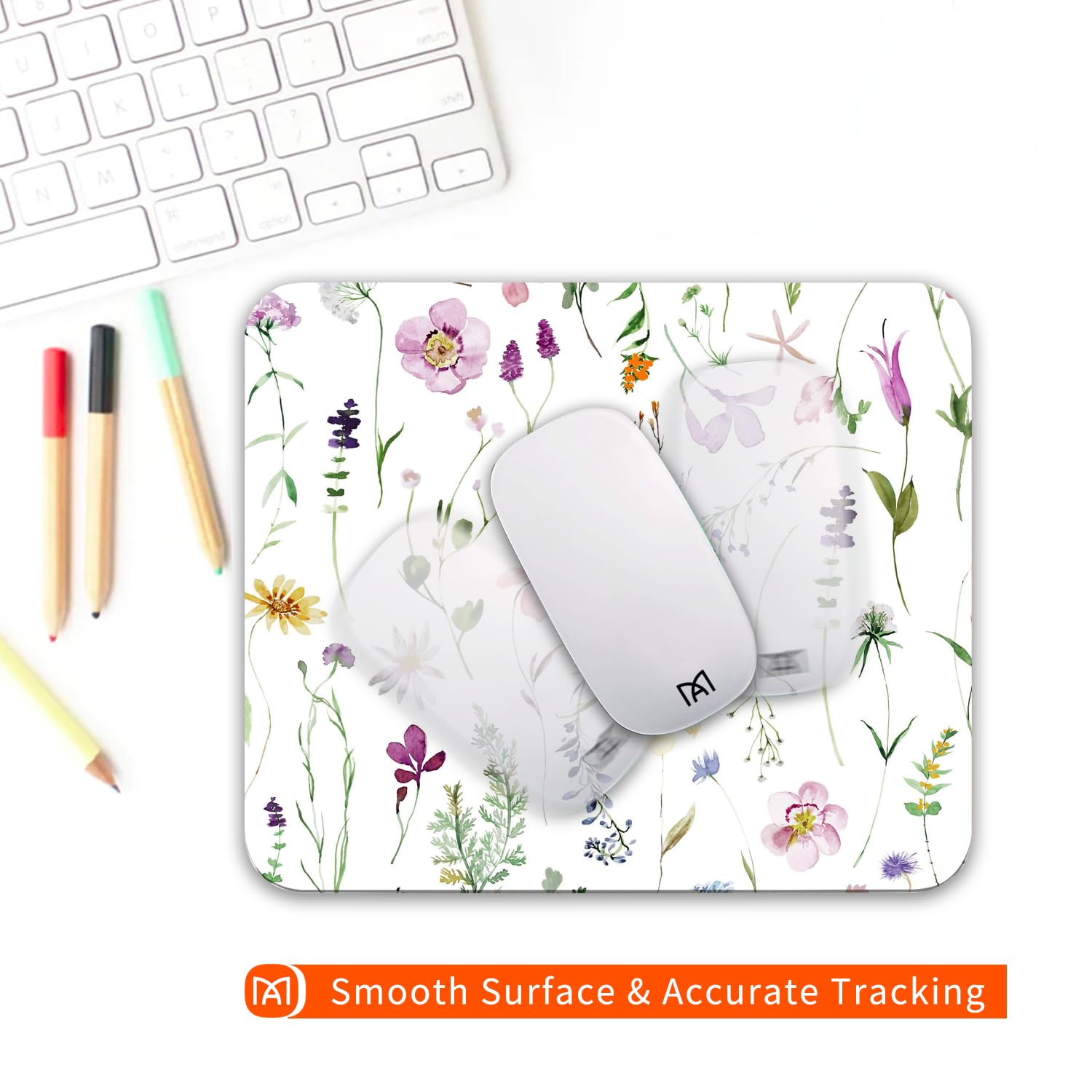 Premium Floral Square Mouse Pad - Personalized Non-Slip Rubber Base, Washable Lycra Cloth Mouse Mat for Wireless Mouse | Office, Gaming & Home Computer Desk Accessory