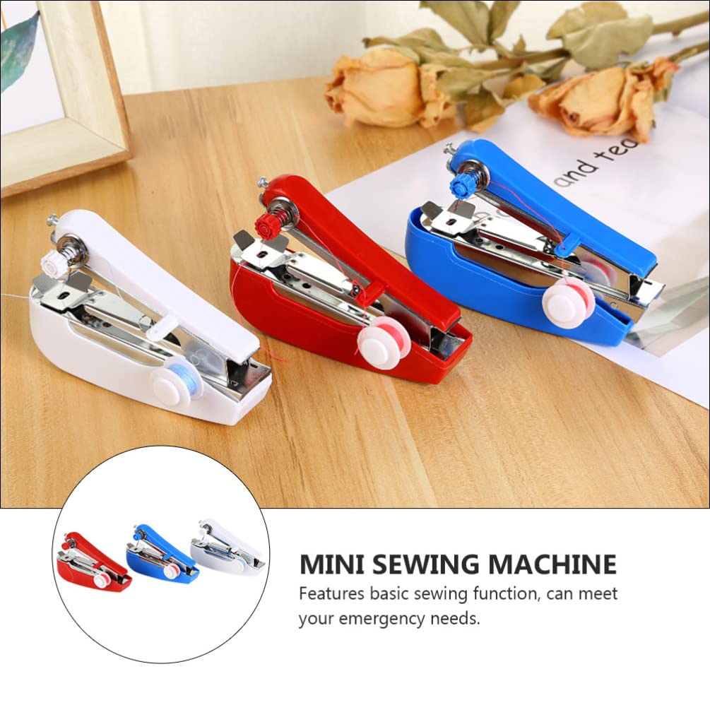 VICASKY 3-Piece Mini Sewing Machine Kit - Portable Handheld Manual Sewing Tool for Quick Repairs, DIY Crafts, and Clothing Alterations | Perfect for Home, Travel, and Emergency Fixes